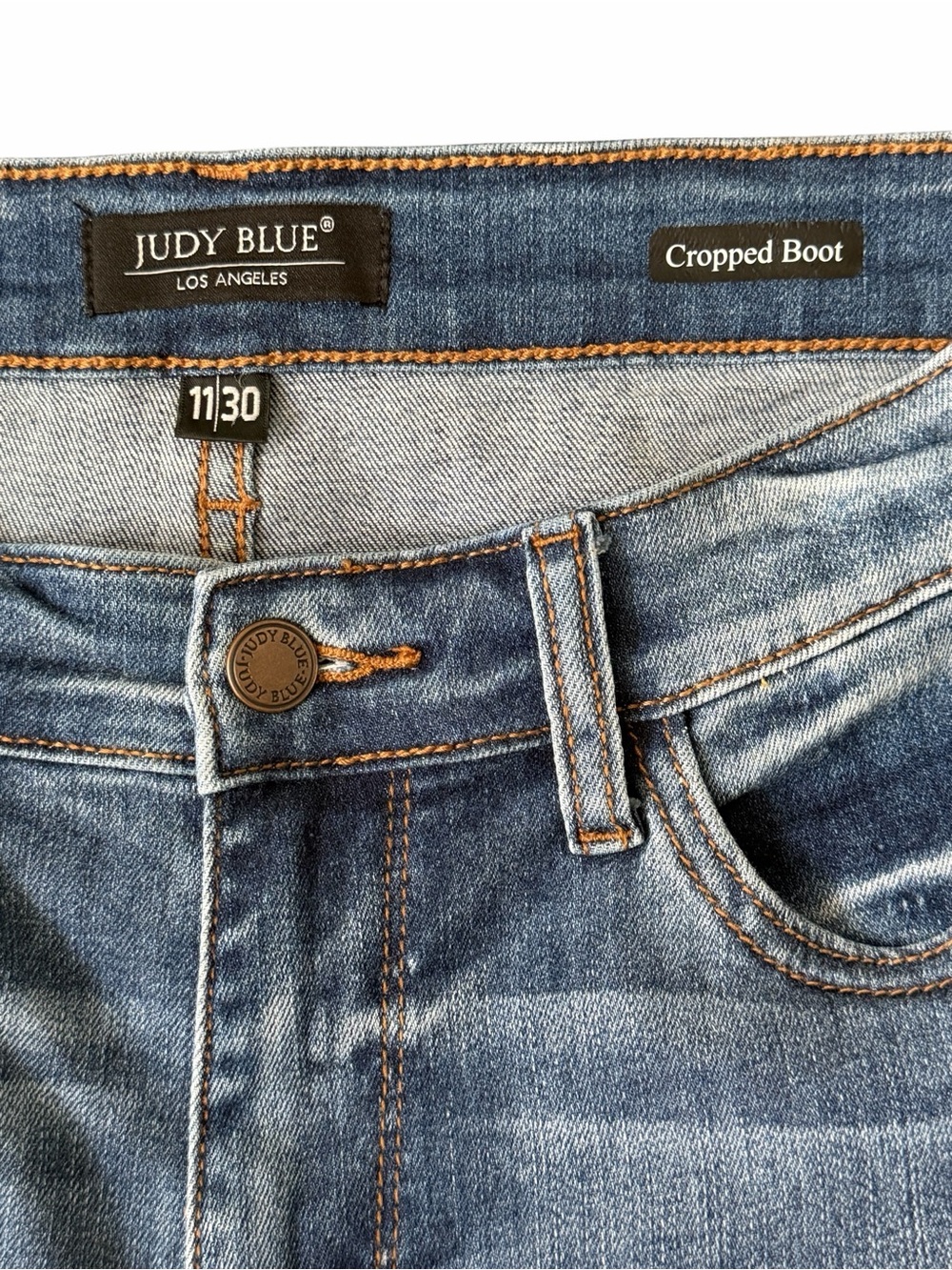 Judy Blue Womens Cropped Boot Jeans Size 11/30 High Rise Raw Hem Distressed - Picture 7 of 13